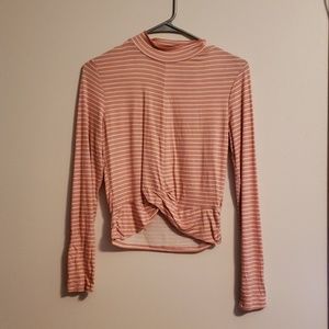 Striped turtle neck crop top